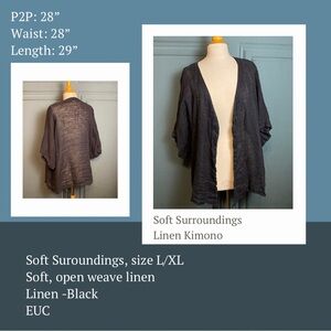 Soft Surroundings Black Linen Cardigan / Kimono